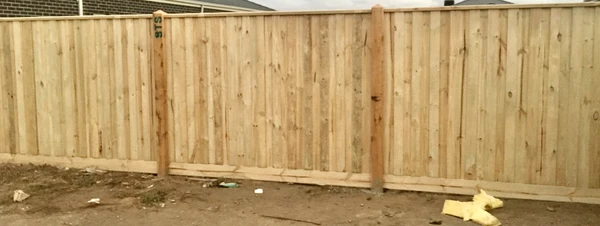 Timber paling fence with exposed posts — Oz Colour Fencing, Campbellfield